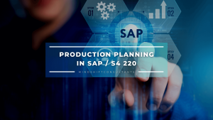 A graph showing production levels over time, with annotations indicating production planning tools and features in SAP S/4HANA